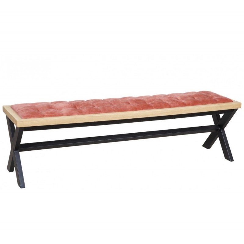 Bench παγκάκι μεταλλικό με δερματίνη καφε  120x40x45cm