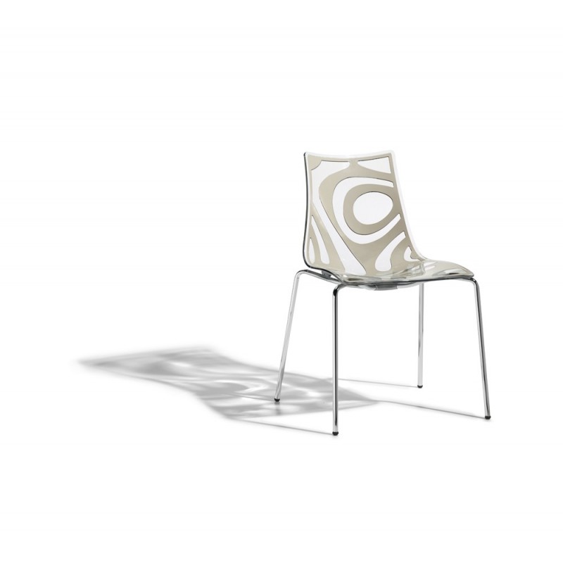 Wave καρέκλα χρωμίου 202 - Transparent + sand  διαστάσεις 55x53x81(45)cm