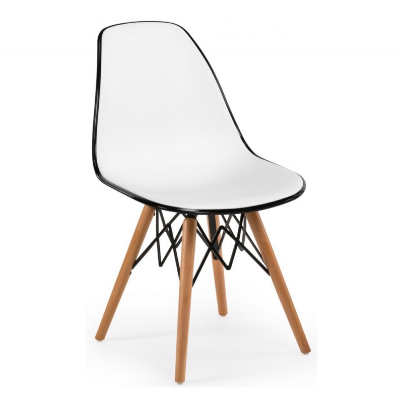 EOS-V καρέκλα με ξύλινα πόδια Turquoise - Ivory White 45x43x78cm