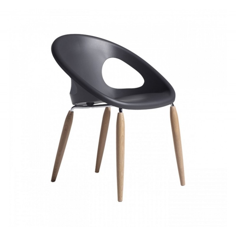 Natural drop πολυθρόνα FW 502 - Wenge stained beech 61x57x78 - SET 2 TMX   - μπεζ  καθισμα πολυπροπυλενιο - ποδια  ξυλινα φυσικο χρωμα 