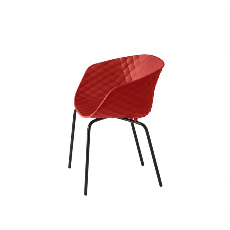 Uni-ka 594 πολυθρόνα χρωμίου NCS S3060-Y80R Coral red 59x55x80/47cm