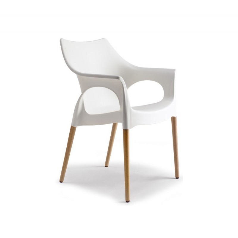 Natural Ola πολυθρόνα μαύρο  πολυπροπυλενιο - ξύλινα πόδια  F-Natural beech 59x54x82(45)cm SET 4 TMX 