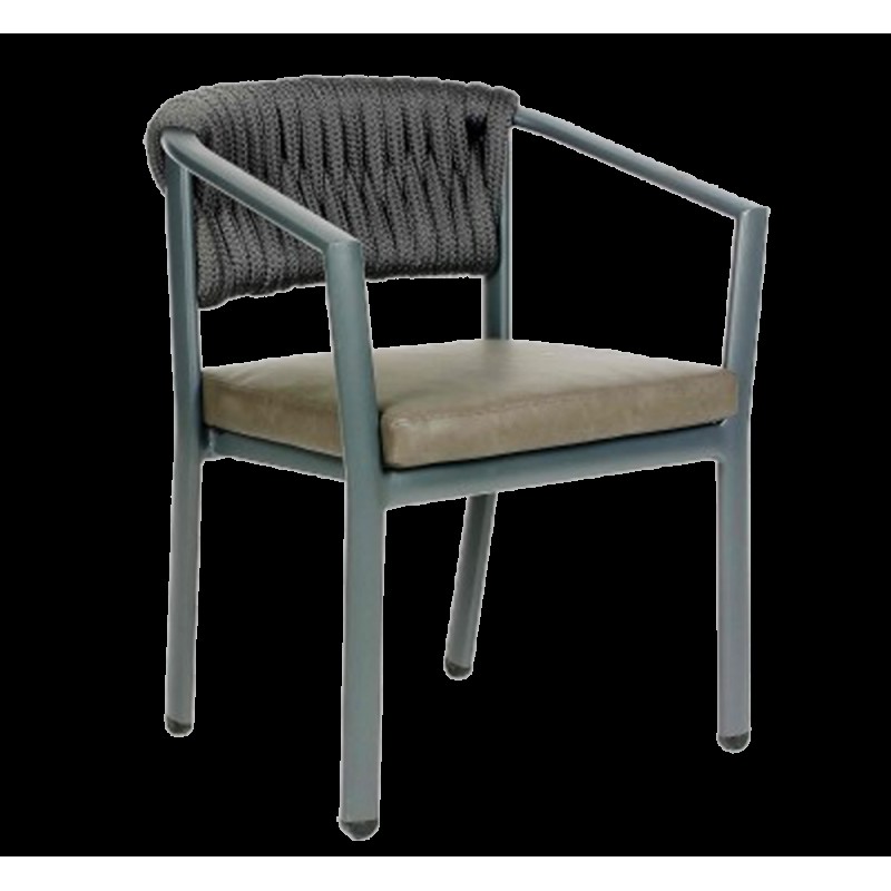 AVG256 πολυθρόνα  με σκελετό αλουμινίου ανθρακί 63x59x78(43)cm