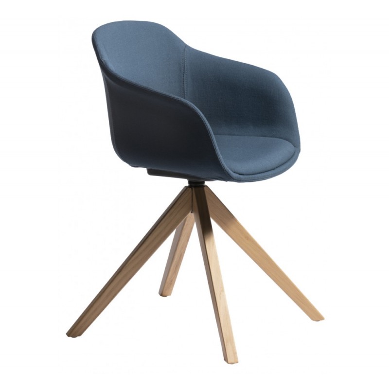 Dress Dame PL πολυθρόνα RN-Natural oak υφασμα μπλέ 58x52,5x77(66/46)cm