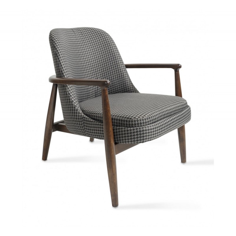 Paw ξύλινη lounge πολυθρόνα BUF917 - ύφασμα χρώμα Ταμπά 66x75x77(43)cm