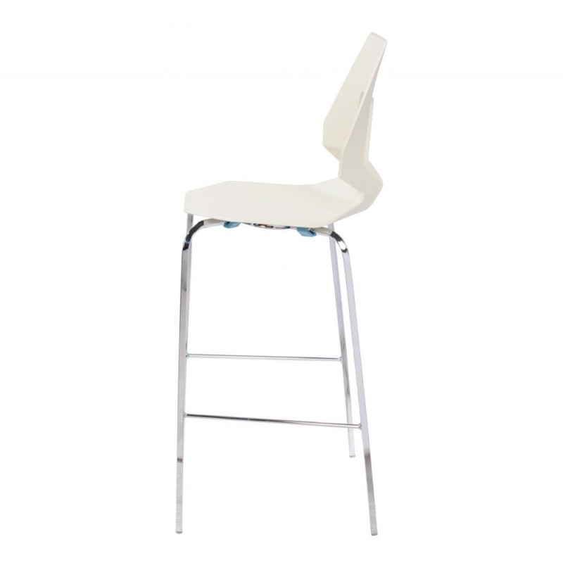 Σκαμπό Μπαρ με Πλάτη από Πολυπροπυλένιο Prodige Μπεζ 46x42x77εκ. Κωδικός: 63.13/77NA