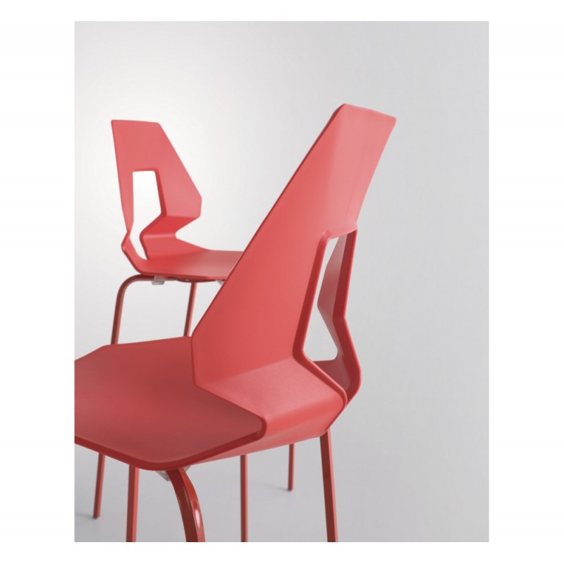 Prodige 77/67 μεταλλικό σκαμπό bar Ύψος καθίσματος 77cm 42x46x77/67cm κόκκινο  χρωμα πολυπροπυλενιο καθισμα 