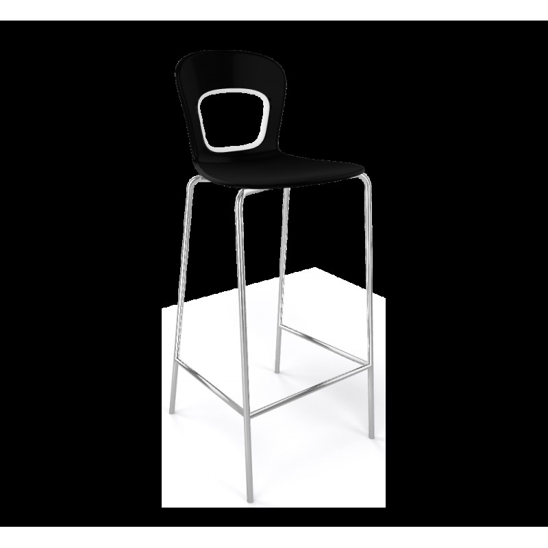 Blog 145/NA 68 σκαμπό bar κόκκινο λευκό τεχνοπολυμέριο και σκελετό χρωμίου '45x45x97(68)cm