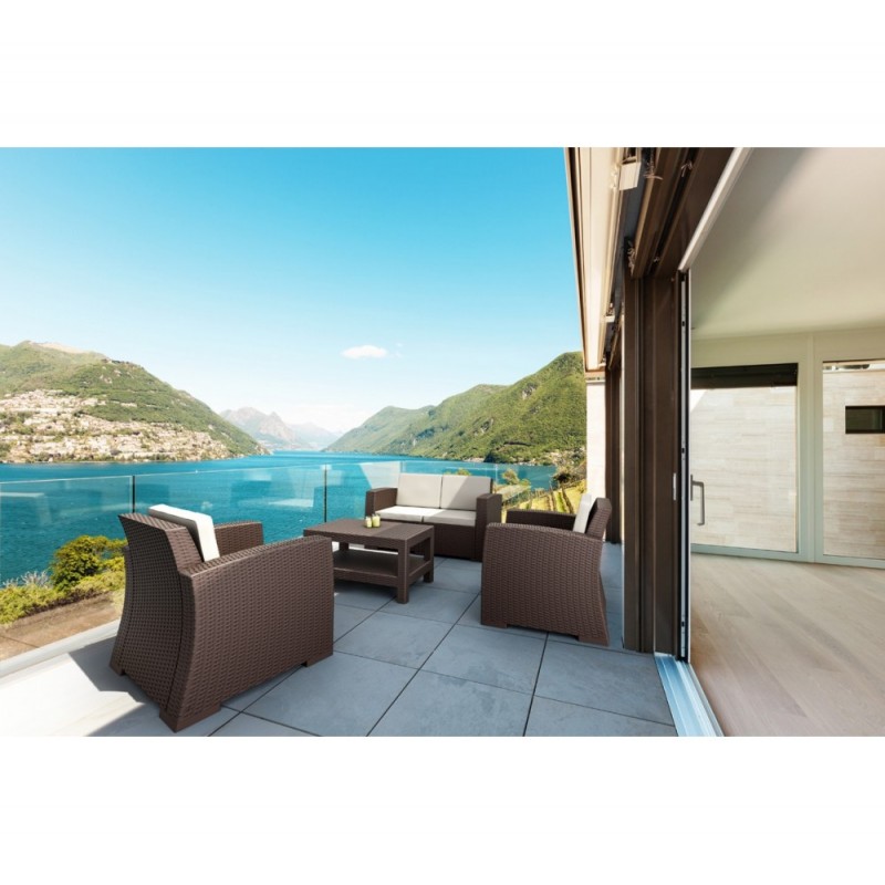 Monaco lounge set resin Καφέ 140x79x79(35)