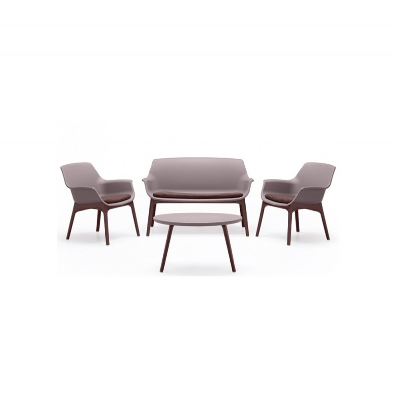 LUXOR LOUNGE set 4 τμχ White - Red πολυπροπυλενίου 118.5x67x76cm