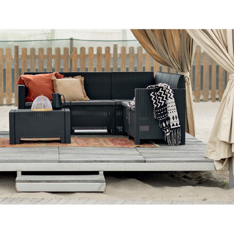 Nebraska corner set πολυπροπυλενίου Καφέ 188x180x57(79h)cm