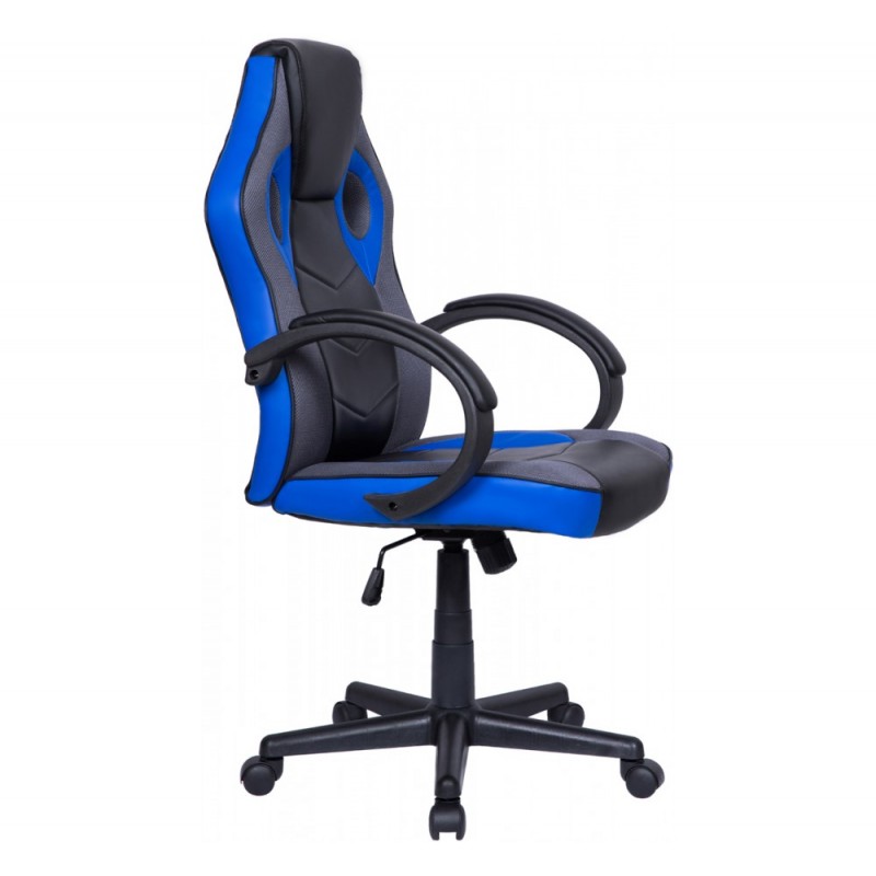 RACE πολυθρόνα γραφείου μπλε μαύρη δερματίνη   64x70x119cm