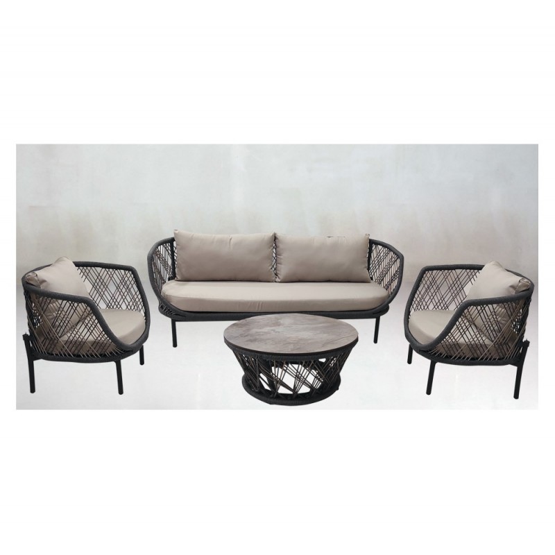 SERENA set 4τμχ Taupe Τραπέζι:  Ø80x37cm