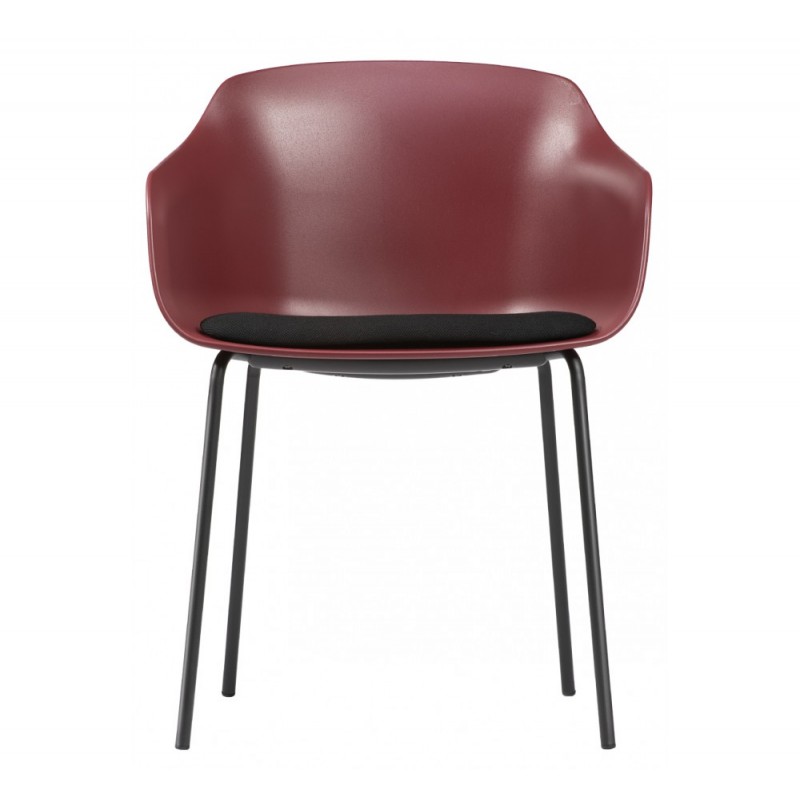 Dame cod.266.__/NA πολυθρόνα μεταλλική κάθισμα technopolymer μπορντώ ,μαξιλάρι με επένδυση.57,5x52x77(66/46)cm