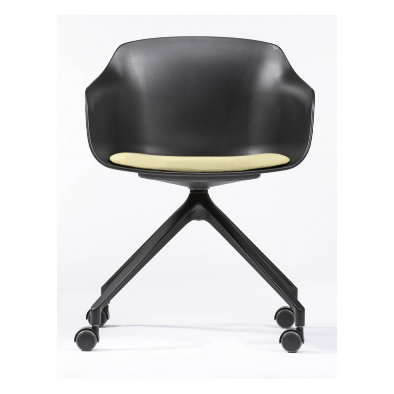 Dame cod.266.__/UR πολυθρόνα Black 57,5x52x77(66/46)cm - μαύρο πολυπροπυλένιο - μπεζ δερματίνη μαξιλαρι 