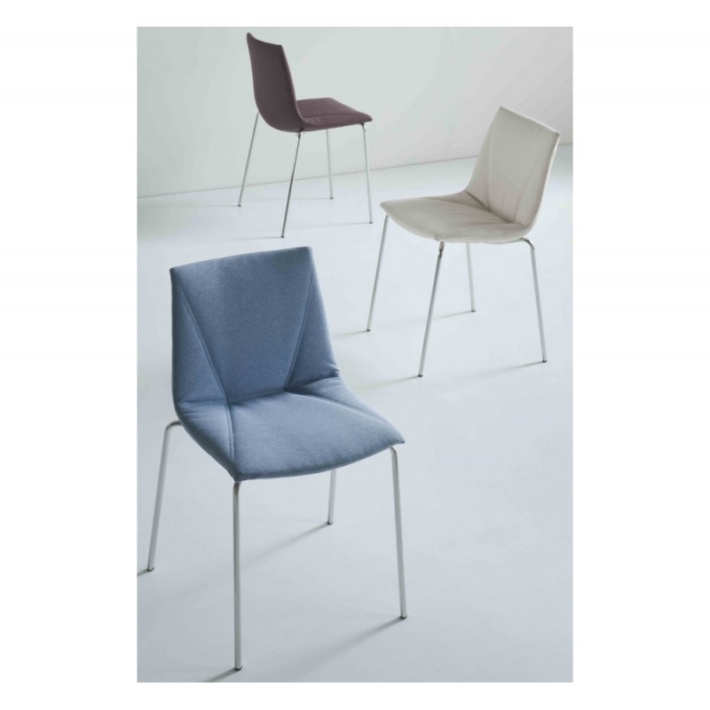 Colorfive Wrap cod.176.--/INA καρέκλα Xρώμιο 49x48x80(45)cm -μπλέ υφασμα 