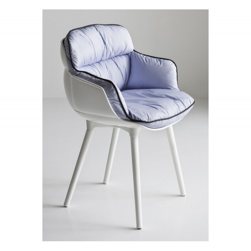 Choppy cod.390-/IBP πολυθρόνα 00-White 65x60x80(46)cm - υφασμα μπλε - σκελετός λευκός 