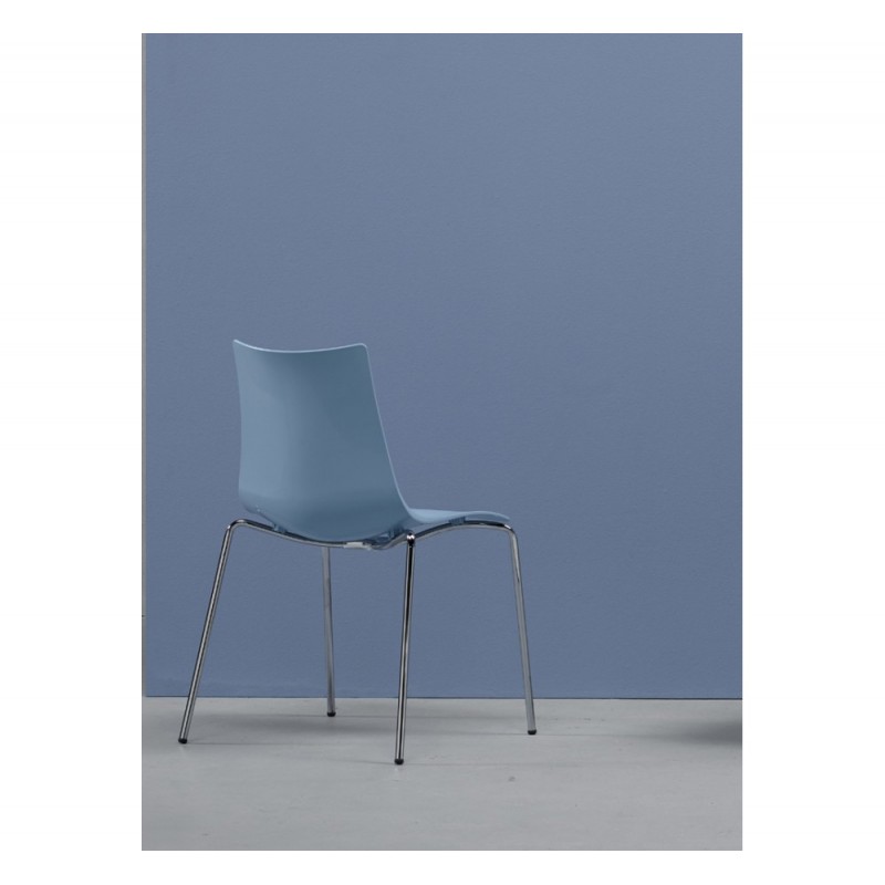 Zebra art.2615 μεταλλική καρέκλα CR - γαλάζιο τεχοπολυμεριο  54x52x81x(46)cm