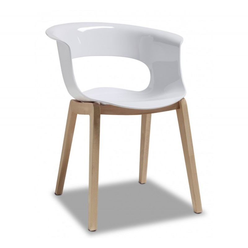 Natural miss b antishock art.2800 ξύλινη πολυθρόνα FN 500 - Natural beech 58x60x77(71/45)cm - ξύλινος σκελετός - πολυκαρμπονικο καθισμα λευκο 