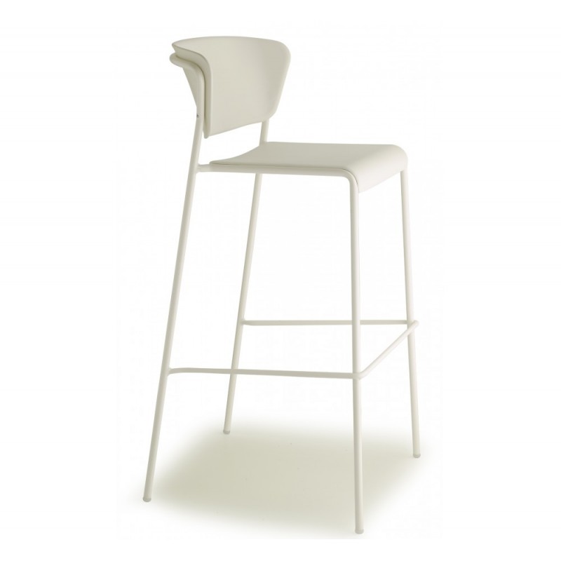 Lisa art.2867 technopolymer σκαμπό (h75) VL - Matt linen coated steel embossed finish 52x50x98(75)cm - λευκό καθισμα - λευκό σκελετο 