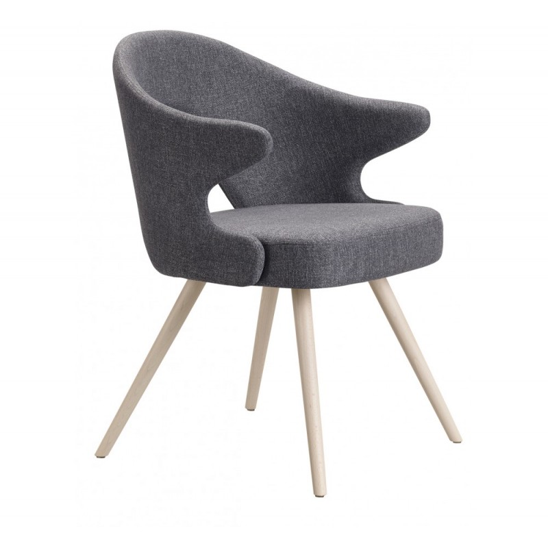 You art.2803 ξύλινη πολυθρόνα TX - FABRIC STANDARD - ΥΦΑΣΜΑ ΓΚΡΙ 61x59x81(47)cm 