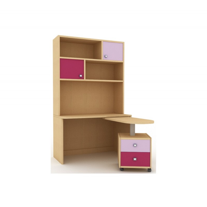 Puzzle γραφείο με βιβλιοθήκη 67 - Σιελ Γραφείο 60x120x202cm / Επέκταση 36x150cm