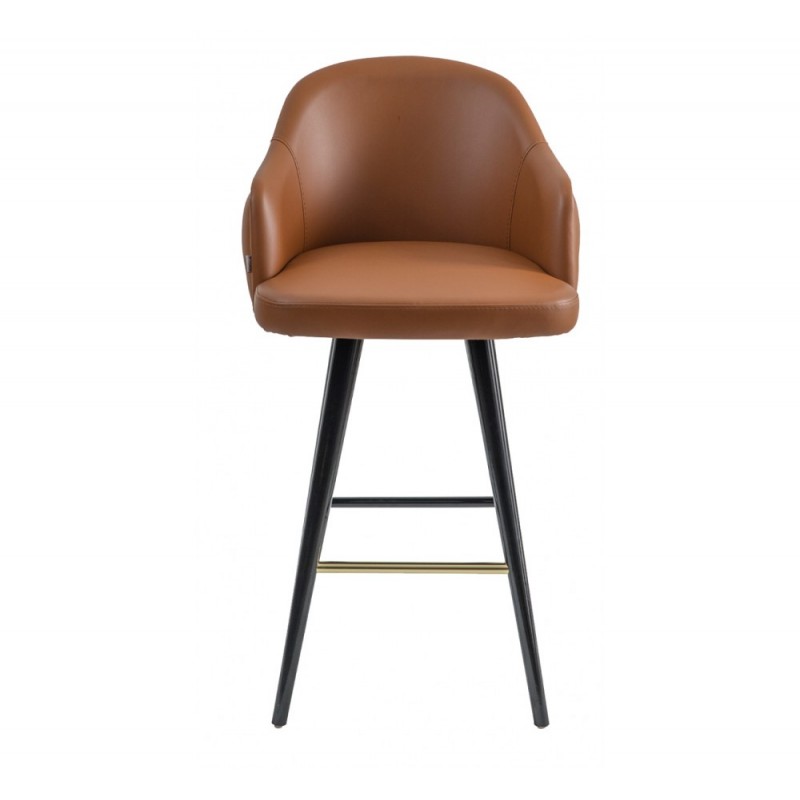 Edinburgh ξύλινο σκαμπό bar BUF901-ταμπά δερματίνη  46x57x107(73)cm