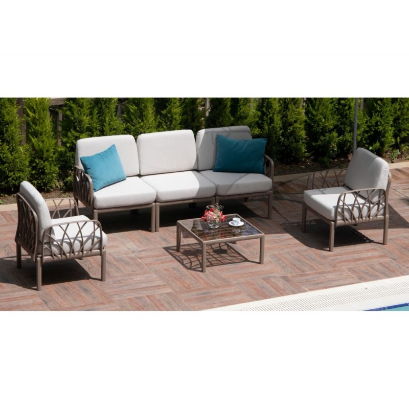 Garda III PP set 4τμχ Με μπεζ μαξιλάρια Τραπεζάκι:67,5x67,5x32cm