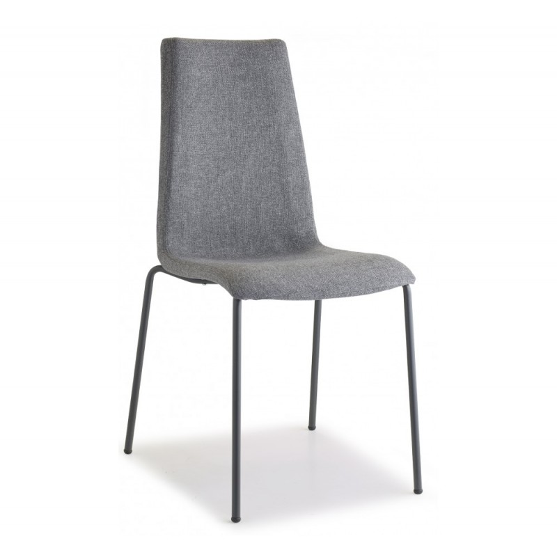 Mannequin pop art.2661 μεταλλική καρέκλα CR - Chromed steel 47,5x52x90(47)cm - υφασμα γκρί - χρωμιου σκελετου 