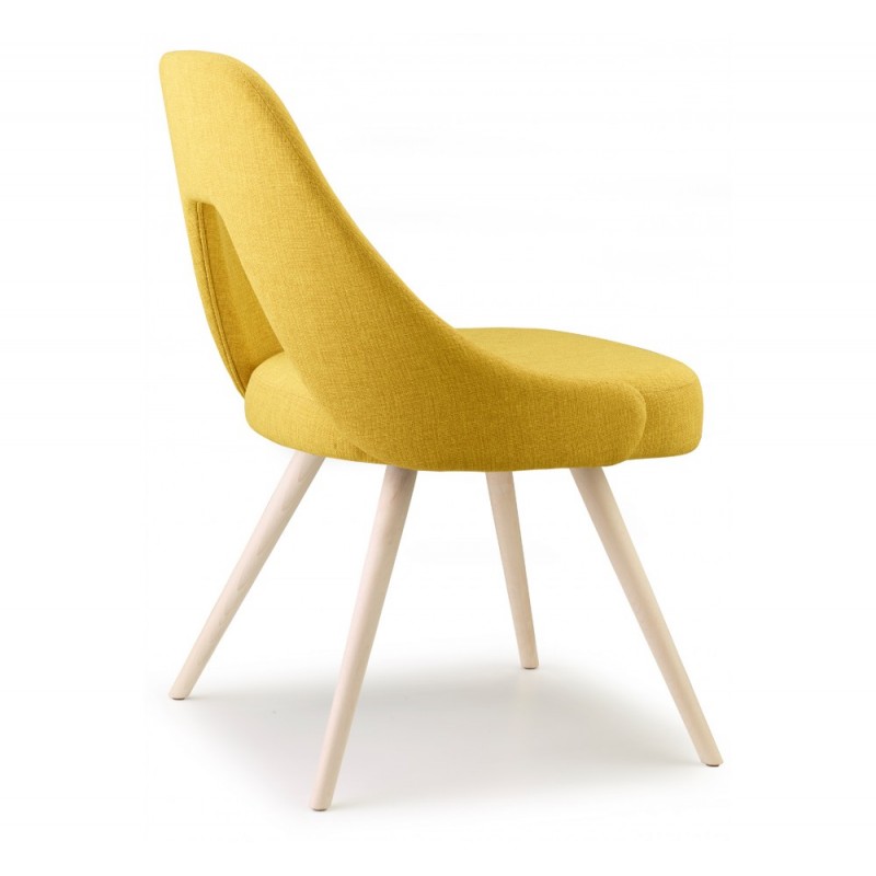 Me art.2804 ξύλινη καρέκλα TX - FABRIC STANDARD 57x61x82(47)cm - κιτρινο υφασμα - σκελετός ξυλινος  φυσικο χρωμα 