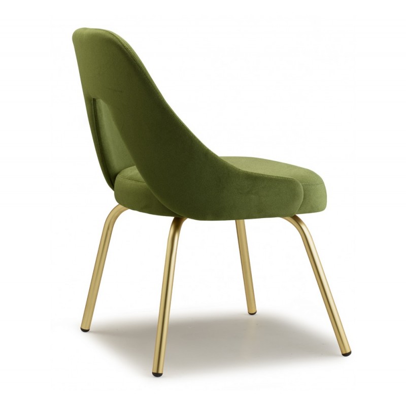 Me art.2808 μεταλλική καρέκλα EPX - SIMIL-LEATHER–STANDARD 57x61x82(47)cm -πράσινο ύφασμα - χρυσος σκελετος  