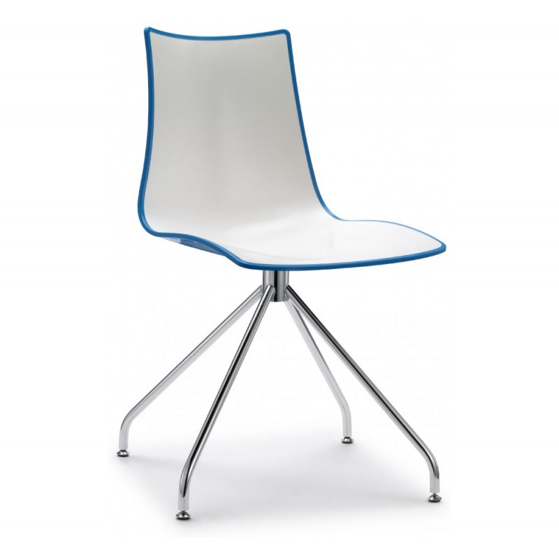 Zebra bicolore art.2611 μεταλλική καρέκλα CR - Chromed steel 46x53x83(46)cm  - πορτοκαλί λευκό πολυπροπυλενιο  