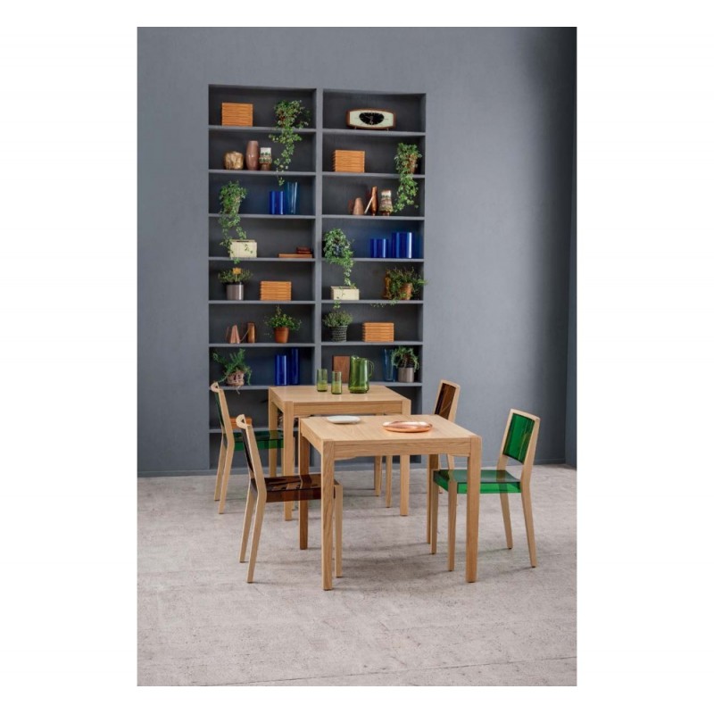 Together ξύλινη καρέκλα 47 - Διάφανο Κεχριμπαρένιο 52x36x80(46)cm