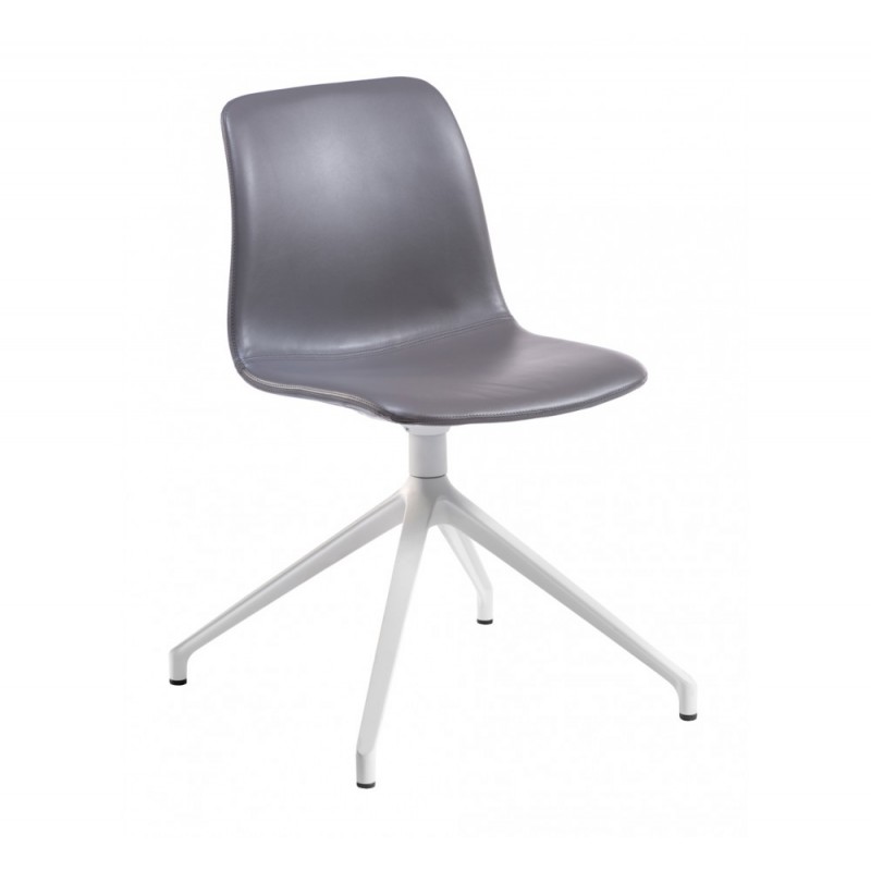 Unik U uph καρέκλα γραφείου  72x72x80(46)cm γκρι δερματινη -λευκή βάση 