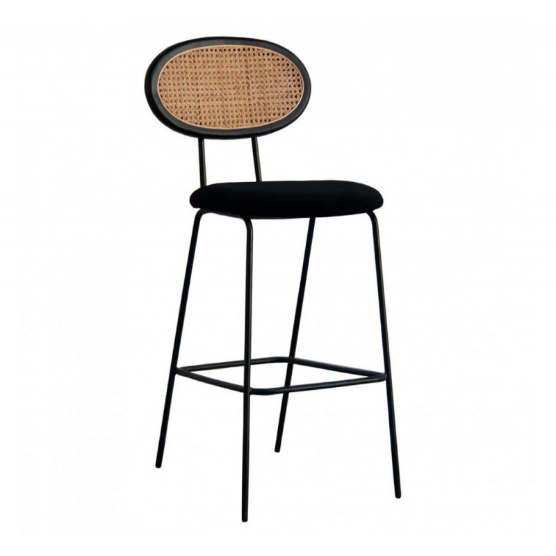 Mila Η65 σκαμπό μεταλλικό με ψάθα Λευκό 48x55x96(65)cm