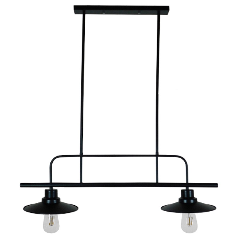 GLOBOSTAR® REGAL 01007 Vintage Φωτιστικό Οροφής με Ντουί 2 x E27 AC 220-240V IP20 - Μαύρο - Μ67 x Π26 x Υ85cm