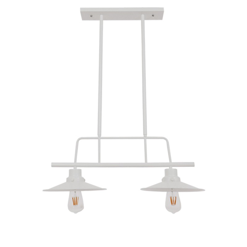 GLOBOSTAR® REGAL 01008 Vintage Φωτιστικό Οροφής με Ντουί 2 x E27 AC 220-240V IP20 - Λευκό - Μ80 x Π26 x Υ82cm