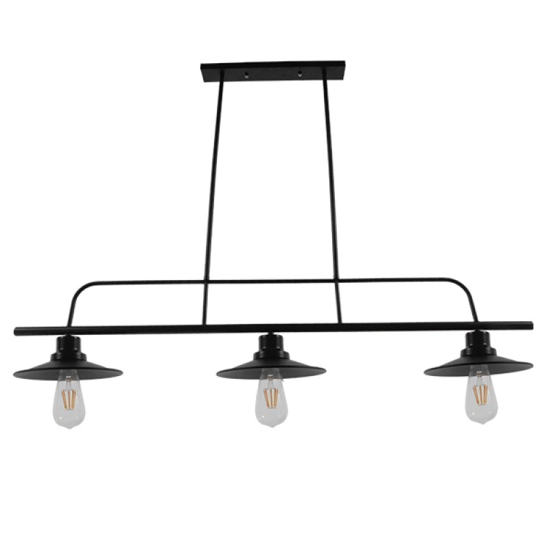 GLOBOSTAR® REGAL 01009 Vintage Φωτιστικό Οροφής με Ντουί 3 x E27 AC 220-240V IP20 - Μαύρο - Μ110 x Π26 x Υ75cm