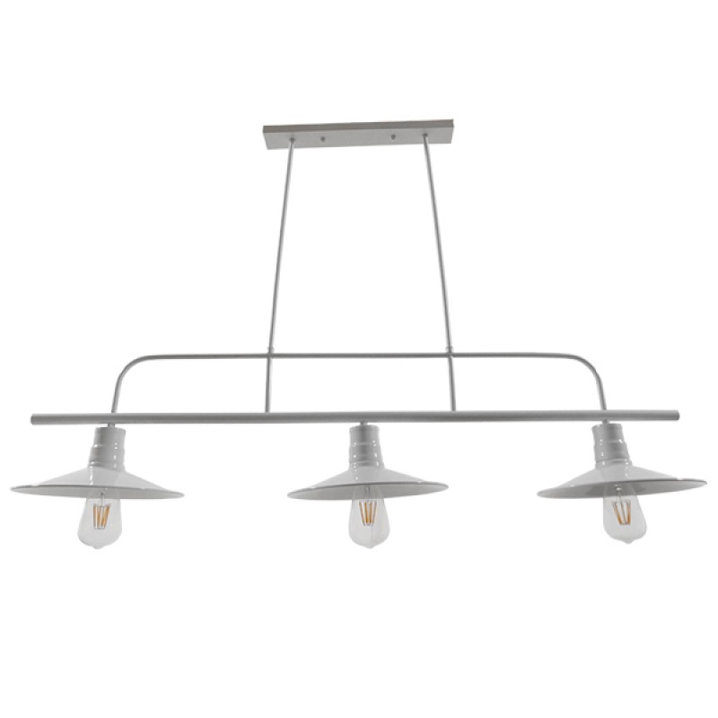 GLOBOSTAR® REGAL 01010 Vintage Φωτιστικό Οροφής με Ντουί 3 x E27 AC 220-240V IP20 - Λευκό - Μ110 x Π26 x Υ75cm