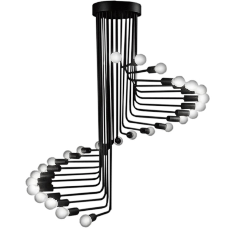 GLOBOSTAR® STAIRS 01024 Μοντέρνο Φωτιστικό Οροφής με Ντουί 26 x E27 AC 220-240V IP20 - Μαύρο - Μ80 x Π80 x Υ95cm