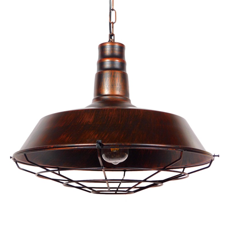 GLOBOSTAR® RAY 01045 Vintage Κρεμαστό Φωτιστικό Οροφής με Ντουί 1 x E27 AC 220-240V IP20 - Χάλκινο Εφέ Σκουριάς - Μ46 x Π46 x Υ36cm