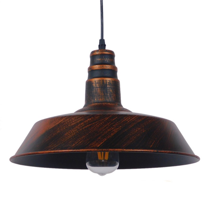 GLOBOSTAR® RAY 01046 Vintage Κρεμαστό Φωτιστικό Οροφής με Ντουί 1 x E27 AC 220-240V IP20 - Χάλκινο Εφέ Σκουριάς - Μ36 x Π36 x Υ25cm