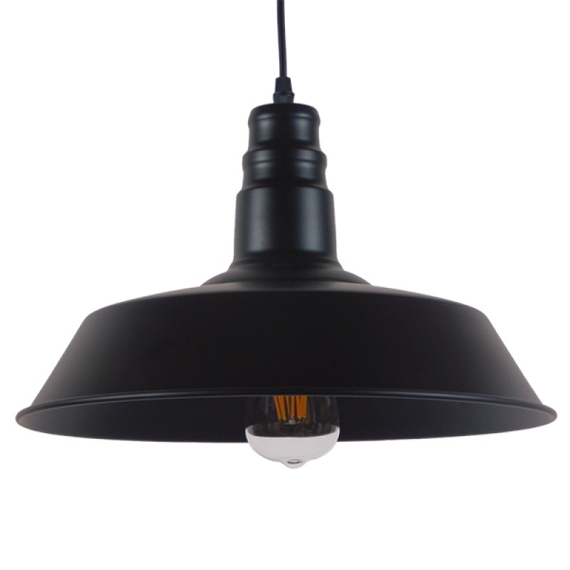 GLOBOSTAR® RAY 01049 Vintage Κρεμαστό Φωτιστικό Οροφής με Ντουί 1 x E27 AC 220-240V IP20 - Μαύρο - Μ36 x Π36 x Υ25cm