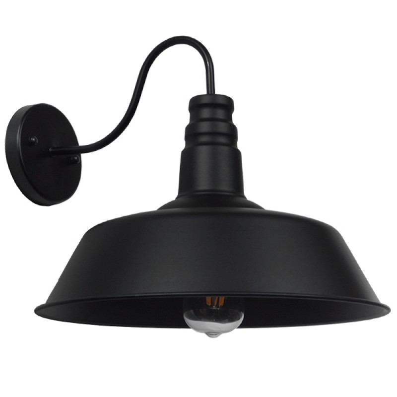 GLOBOSTAR® SORD 01053 Vintage Φωτιστικό Τοίχου - Απλίκα με Ντουί 1 x E27 AC 220-240V IP20 - Μαύρο - Μ36 x Π42 x Υ32cm