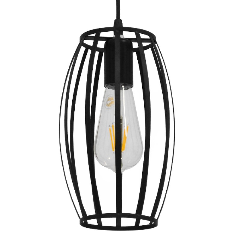 GLOBOSTAR® ZEBRA 01062 Μοντέρνο Κρεμαστό Φωτιστικό Οροφής με Ντουί 1 x E27 AC 220-240V IP20 - Μαύρο - Μ15 x Π15 x Υ24cm