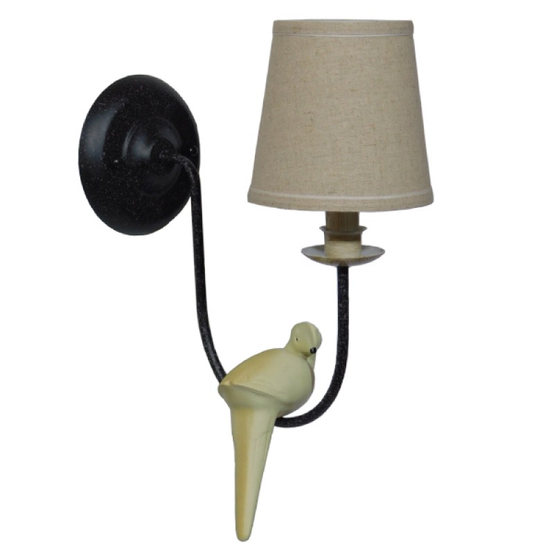 GLOBOSTAR® DOVE 01084 Vintage Φωτιστικό Τοίχου - Απλίκα με Ντουί 1 x E14 AC 220-240V IP20 - Μαύρο & Μπεζ - Μ30 x Π15 x Υ36cm