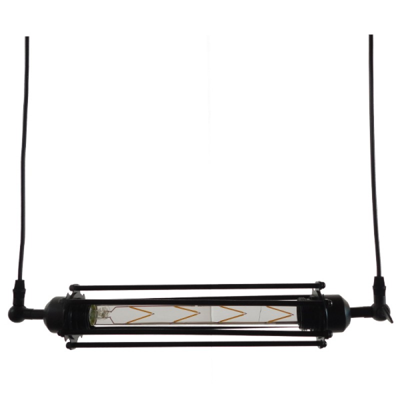 GLOBOSTAR® TUBING 01085 Vintage Κρεμαστό Φωτιστικό Οροφής με Ντουί 1 x E27 AC 220-240V IP20 - Μαύρο - Μ43 x Π11 x Υ11cm