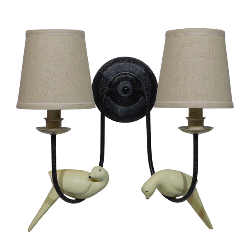 GLOBOSTAR® DOVE 01086 Vintage Φωτιστικό Τοίχου - Απλίκα με Ντουί 2 x E14 AC 220-240V IP20 - Μαύρο & Μπεζ - Μ28 x Π28 x Υ30cm