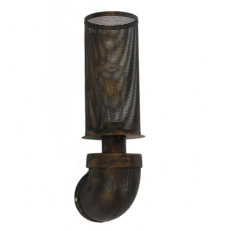 GLOBOSTAR® RAZA 01105 Vintage Φωτιστικό Τοίχου - Απλίκα με Ντουί 1 x E27 AC 220-240V IP20 - Χάλκινο - Μ13 x Π12 x Υ38cm