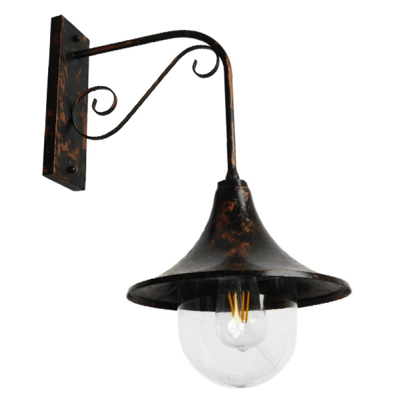 GLOBOSTAR® ANNIEL 01124 Vintage Φωτιστικό Τοίχου - Απλίκα με Ντουί 1 x E27 AC 220-240V IP20 - Χάλκινο - Μ27 x Π40 x Υ56cm